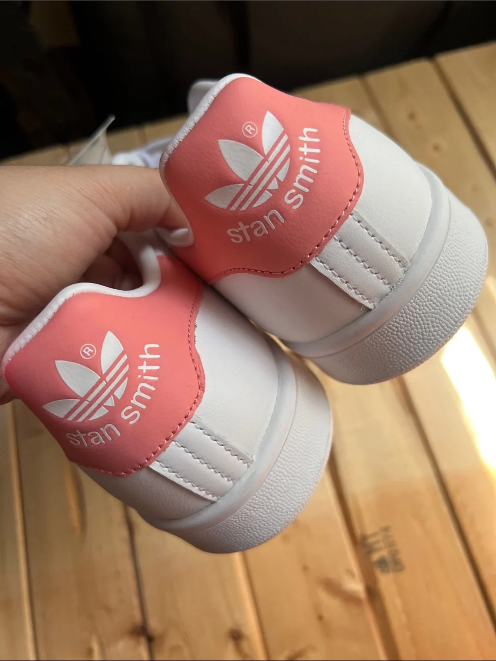 adidas Women’s White Sneakers with Pink Heel